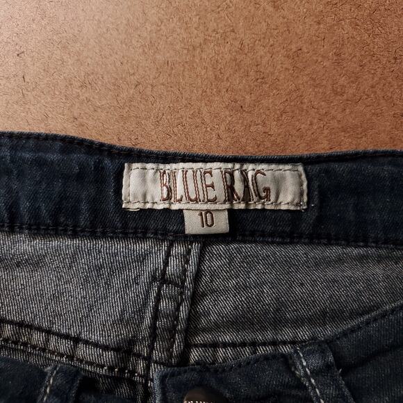 Blue Rag Jeans Womens 10 Dark Wash Blue Straight Leg Faded Stretch Trendy Modern - Picture 10 of 12